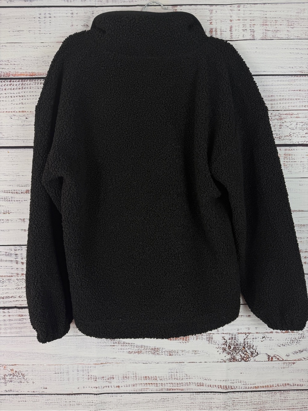 LOFT Petite Black & White Sherpa Fleece Pullover | MP - Picture 4 of 10